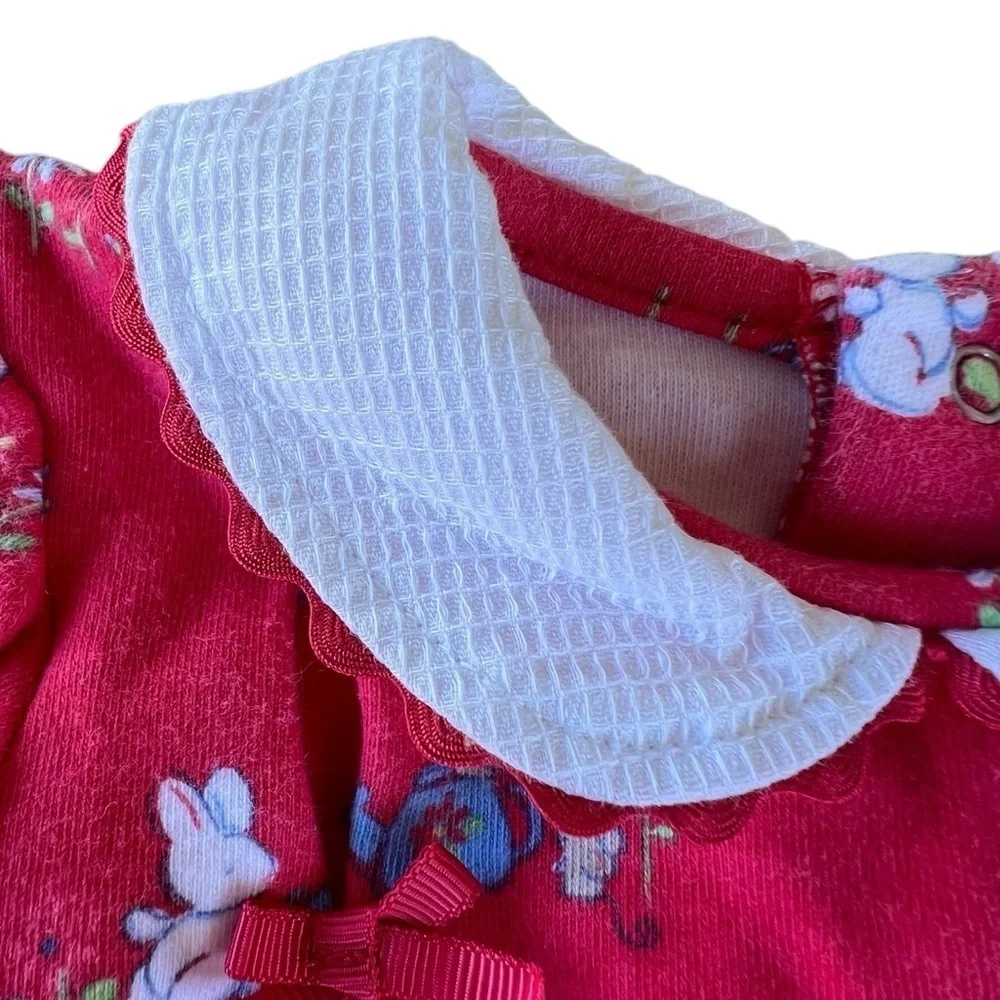Vintage Carter’s Bunny One Piece Bodysuit Peter Pan Collar Ric Rak Trim 0-3 Mos